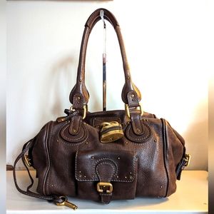 Chloé Brown Leather Front Pocket Paddington Bag Satchel Handbag